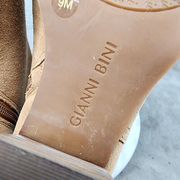 Gianni Bini Shoes Womens Size 9 Brown Suede Chunky Heel Side Zip Ankle Booties * - Picture 8 of 13